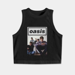 Женская укороченная майка-топ хлопок Рок-группа Oasis