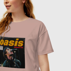 Женская футболка хлопок Oversize Альбом Knebworth 1996 группы Oasis - фото 2