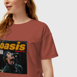 Женская футболка хлопок Oversize Альбом Knebworth 1996 группы Oasis - фото 2