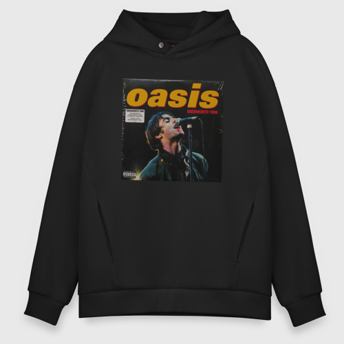 Мужское худи Oversize хлопок Альбом Knebworth 1996 группы Oasis, цвет черный