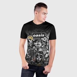 Мужская футболка 3D Slim Большой принт группы Oasis - фото 2