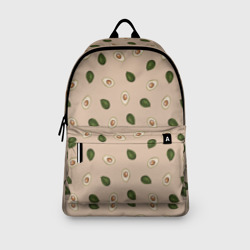 Рюкзак с принтом Авокадо на бежевом паттерн для любого человека, вид спереди №3. Цвет основы: белый