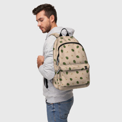 Рюкзак с принтом Авокадо на бежевом паттерн для любого человека, вид спереди №2. Цвет основы: белый