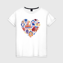 Женская футболка хлопок Сердце Россия
