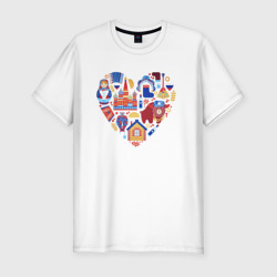 Мужская футболка хлопок Slim Сердце Россия