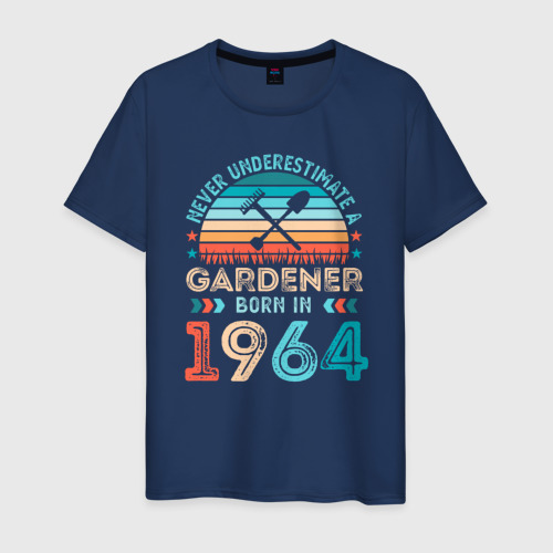 Мужская футболка из хлопка с принтом Никогда не недооценивай садовода 1964 года, вид спереди №1