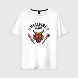 Женская футболка хлопок Oversize Hellfire club Очень странные дела