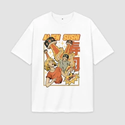Женская футболка Oversize хлопок premium Alien Sushi 
