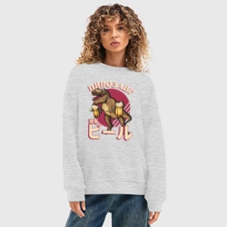 Женский свитшот oversize без начеса хлопок Японский пивозавр - фото 2