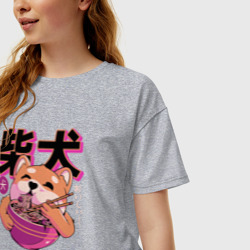 Женская футболка хлопок Oversize Japanese Shibu Inu - фото 2
