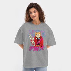 Женская футболка Oversize хлопок texturе Japanese Akita Inu - фото 2
