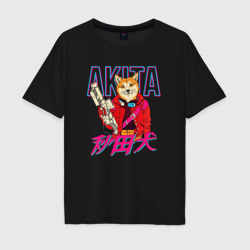 Мужская футболка хлопок Oversize Japanese Akita Inu