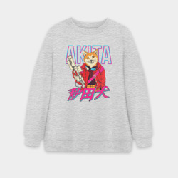 Женский свитшот oversize без начеса хлопок Japanese Akita Inu
