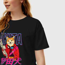 Женская футболка хлопок Oversize Japanese Akita Inu - фото 2