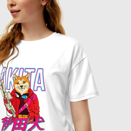 Женская футболка хлопок Oversize Japanese Akita Inu - фото 3