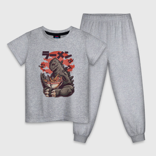 Детская пижама хлопок с принтом Godzilla and Udon, вид спереди #2