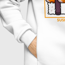 Худи с принтом Sushi inu для мужчины, вид на модели спереди №6. Цвет основы: белый