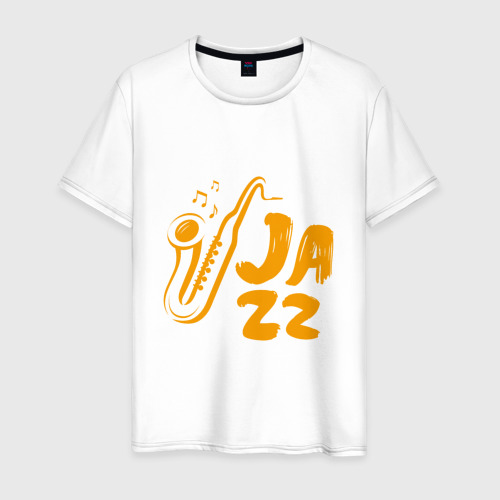 Мужская футболка из хлопка с принтом Jazz Music, вид спереди №1