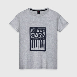 Piano Jazz – Женская футболка хлопок с принтом купить со скидкой в -20%