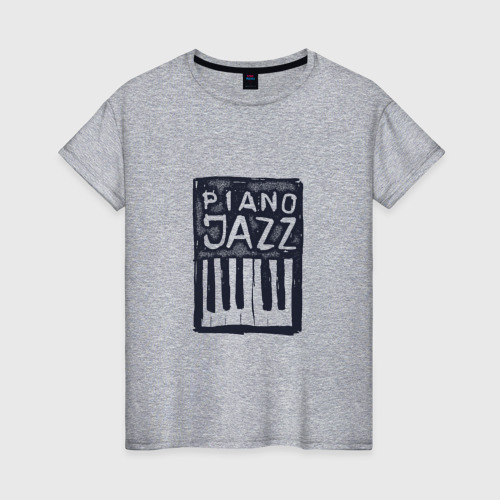 Женская футболка хлопок Piano Jazz, цвет меланж