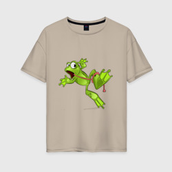Женская футболка хлопок Oversize Frog with a Long tongue