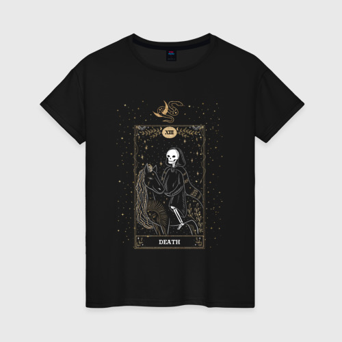 Женская футболка хлопок с принтом Карта Таро Смерть, вид спереди #2