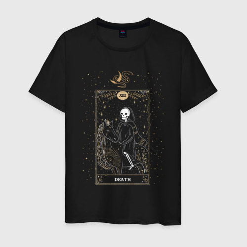 Мужская футболка хлопок Карта Таро Смерть, цвет черный