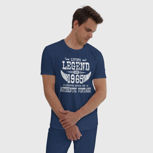 Мужская пижама хлопок Живая легенда с 1965 года, цвет темно-синий - фото 3
