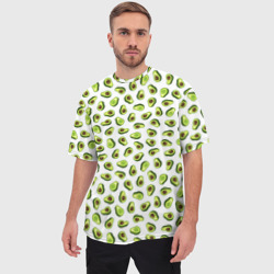 Мужская футболка oversize 3D Смешное авокадо на белом фоне - фото 2