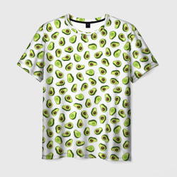 Мужская футболка 3D Смешное авокадо на белом фоне
