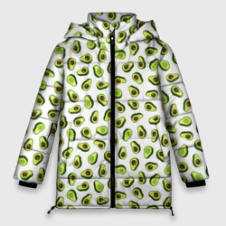 Женская зимняя куртка Oversize Смешное авокадо на белом фоне