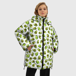 Женская зимняя куртка Oversize Смешное авокадо на белом фоне - фото 2