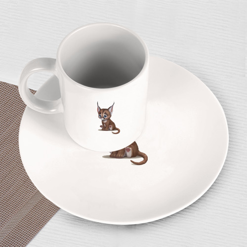 Набор: тарелка + кружка Милашка котик с огромными ушами - фото 3