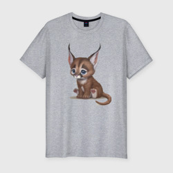 Мужская футболка хлопок Slim Милашка котик с огромными ушами