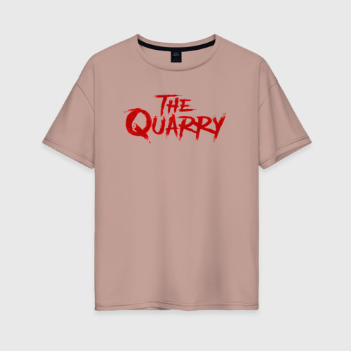 Женская футболка хлопок Oversize The Quarry logo, цвет пыльно-розовый