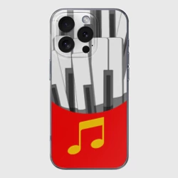 Чехол для iPhone 16 Pro силиконовый с защитой камеры Клавиши фортепиано как картошка фри