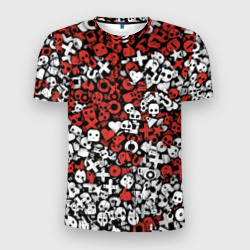 Мужская футболка 3D Slim Красно-белые знаки LDR