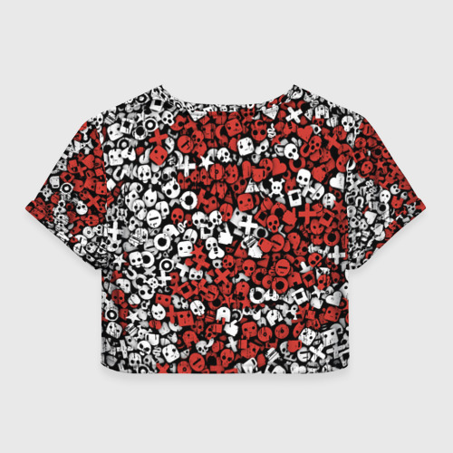 Женская футболка Crop-top 3D Красно-белые знаки LDR, цвет 3D печать - фото 2