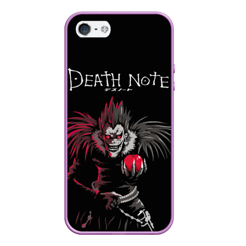 Чехол для iPhone 5/5S матовый Тетрадь смерти Ryuk, цвет сиреневый