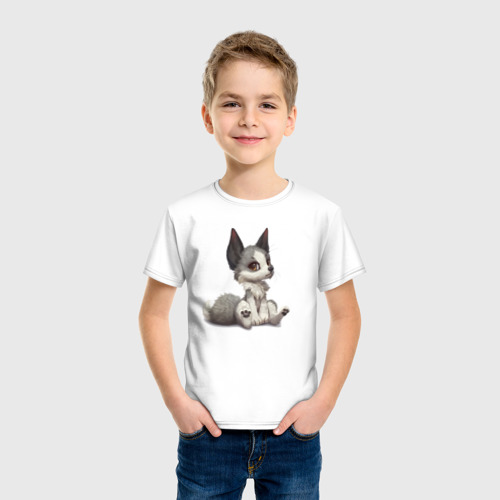 Детская футболка хлопок с принтом Милашка лисёнок, фото на моделе #1
