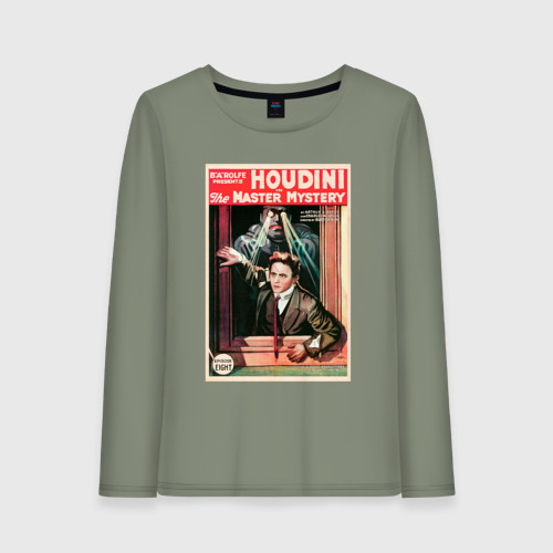 Женский лонгслив хлопок с принтом Poster Harry Houdini (Episode Eight), вид спереди #2