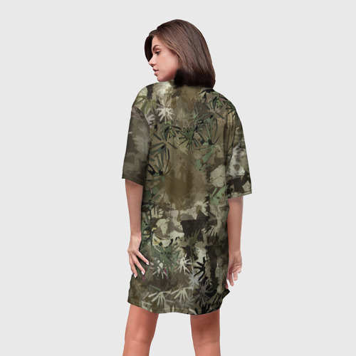 Платье-футболка 3D Сова на абстрактном коричневом фоне, цвет 3D печать - фото 4
