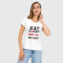 Женская футболка хлопок Slim Надпись: Eat Sleep Rainbow Six Repeat - фото 2