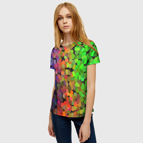 Женская футболка 3D Яркая палитра красок - блики, цвет 3D печать - фото 3
