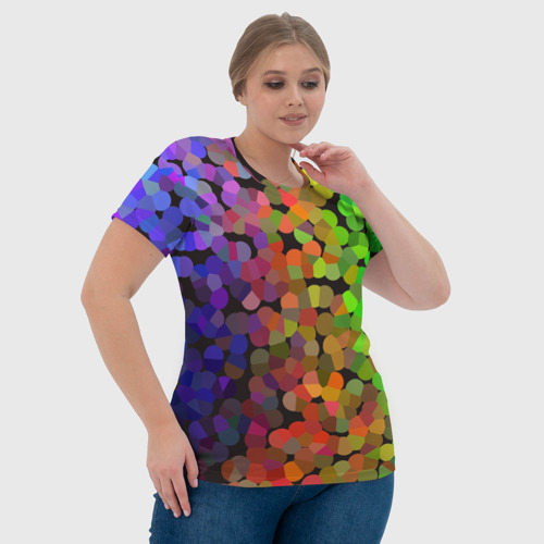 Женская футболка 3D Яркая палитра красок - блики, цвет 3D печать - фото 6