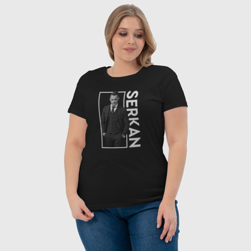 Женская футболка хлопок Бюрсин, цвет черный - фото 6