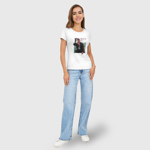 Женская футболка хлопок Slim Sen cal kapimi - Serkan, цвет белый - фото 5