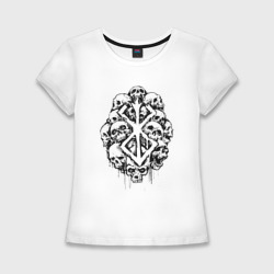 Женская футболка хлопок Slim Черепа клеймо жертвы черный