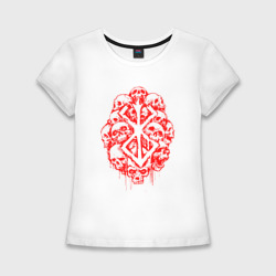 Женская футболка хлопок Slim Черепа клеймо жертвы красный