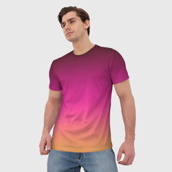 Мужская футболка 3D Оранжево-пурпурный градиент  - фото 2